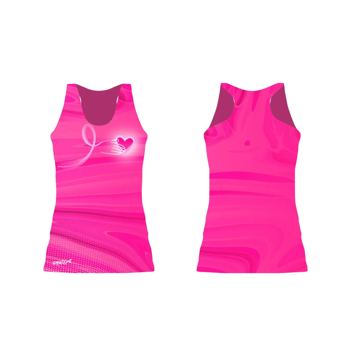 Camiseta sin magas Corazon Rosa de Concientización del Cancer de Mama